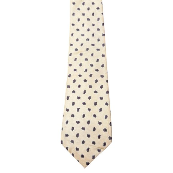 Hardy Amies London 100% Silk Tie – Gold with Paisley Print – 4" Wide - Picture 1 of 5